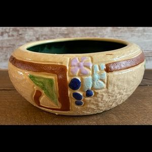1916 Roseville pottery mostique tan high glaze arts and crafts bowl